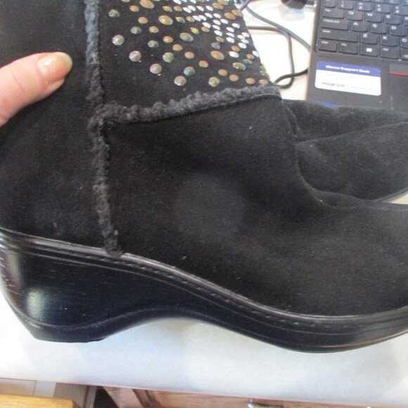 Softwalk Boots - Size 10.5N Black Suede Leather Stud Embellished Faux Shearling - Picture 3 of 8